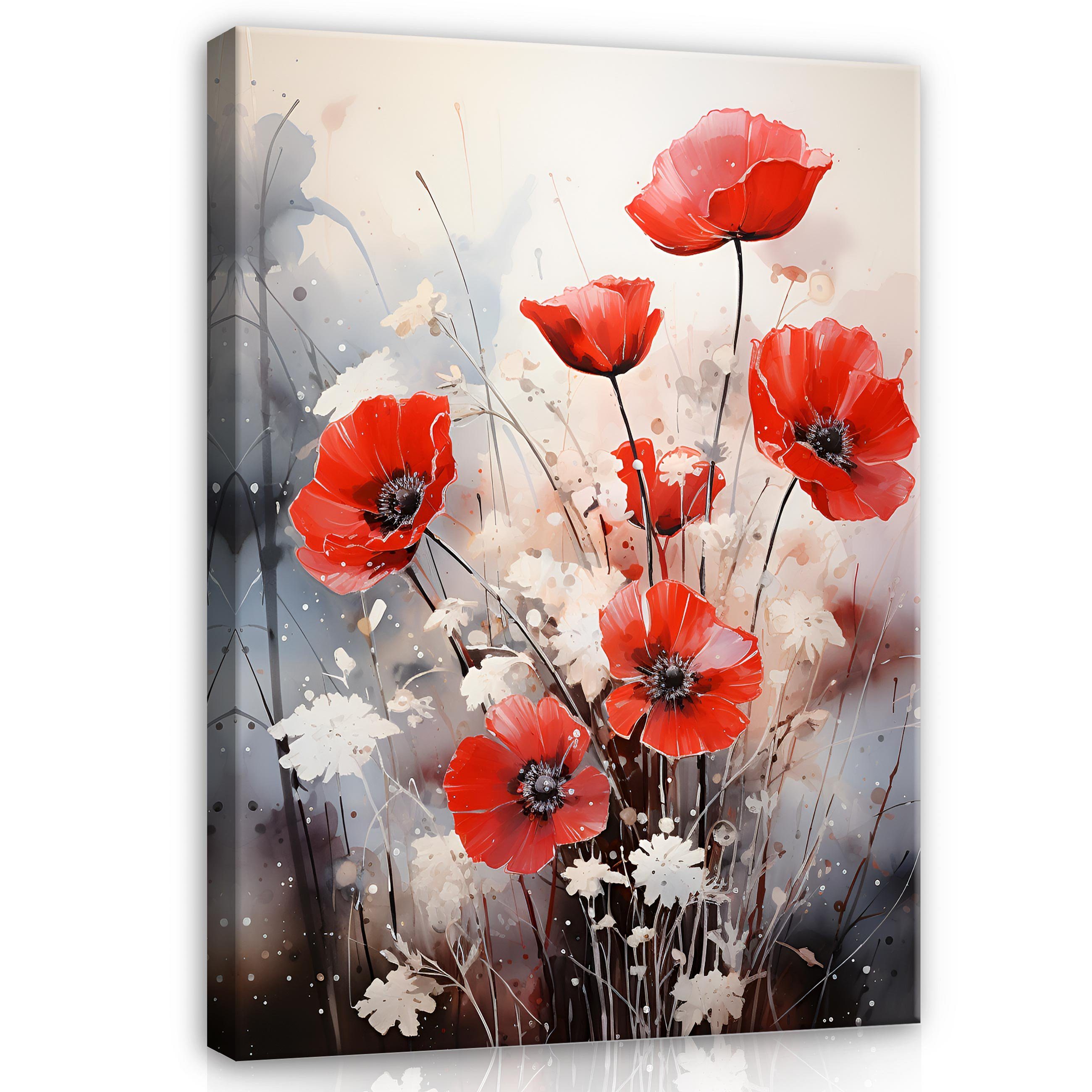 Wallarena Leinwandbild Mohnblumen Blumen Gemalt Wandbild günstig online kaufen