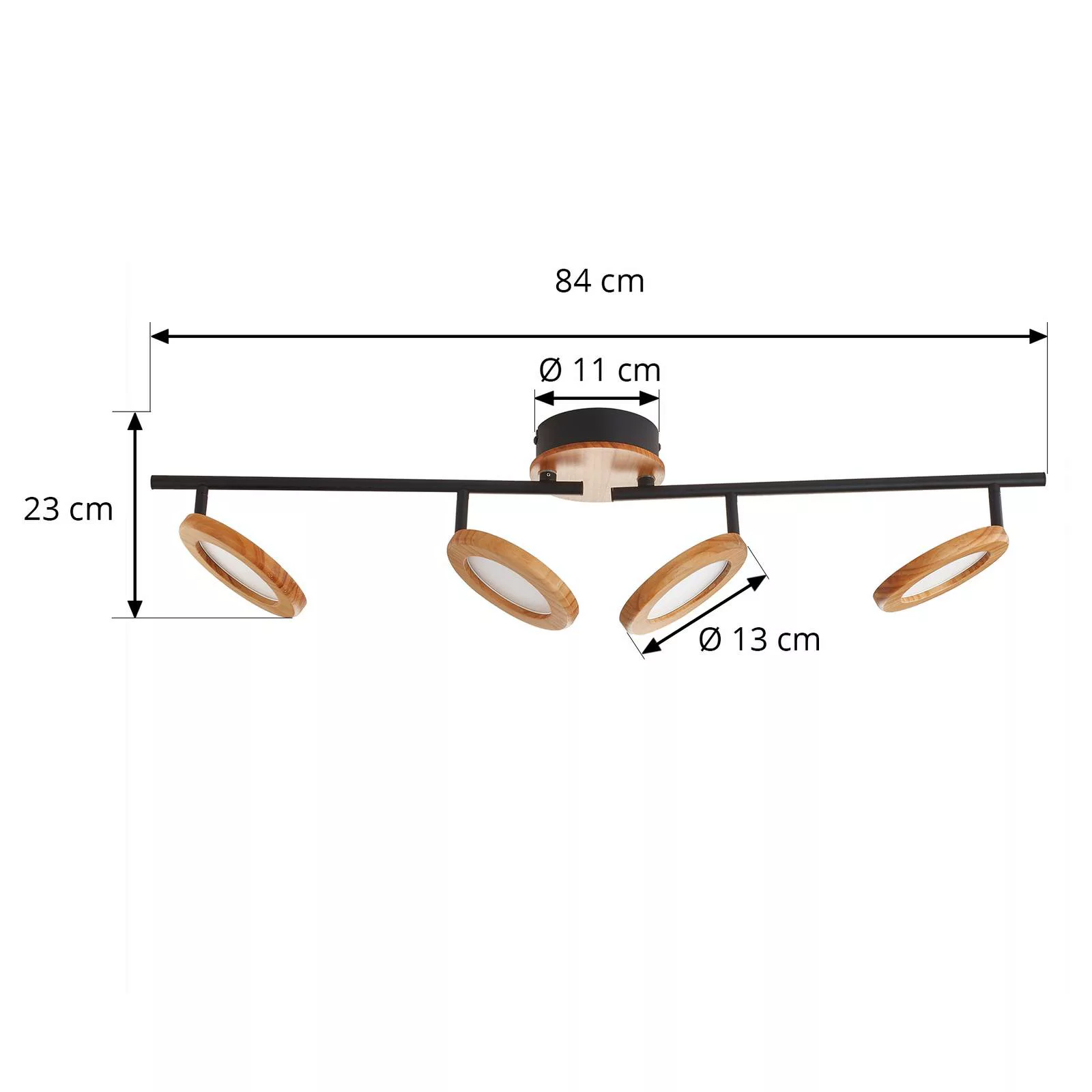 Lindby LED-Strahler Manel, Holz, 84 cm lang, 4-flammig günstig online kaufen