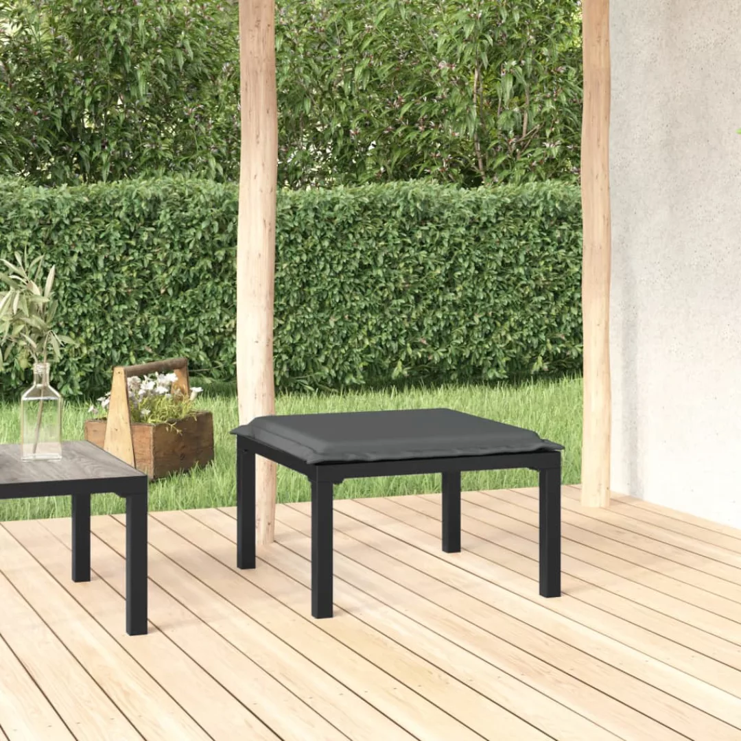 vidaXL Loungesofa Gartenhocker mit Kissen Schwarz und Grau Poly Rattan, 1 T günstig online kaufen