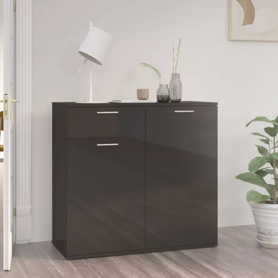 Sideboard Hochglanz-schwarz 80x36x75 Cm Spanplatte günstig online kaufen