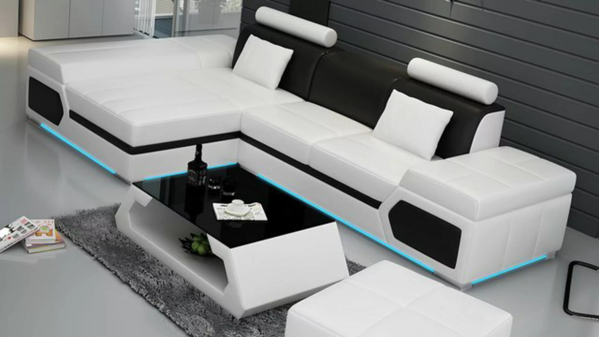 JVmoebel Ecksofa Ledersofa Sofa USB Wohnlandschaft Ecksofa Garnitur Couch D günstig online kaufen