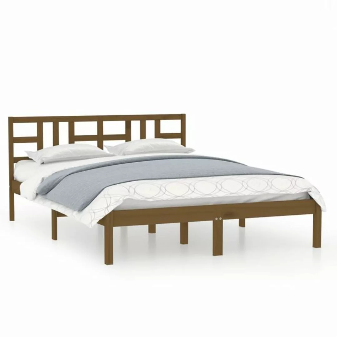 vidaXL Bettgestell Massivholzbett Honigbraun 200x200 cm Bett Holz Bettgeste günstig online kaufen