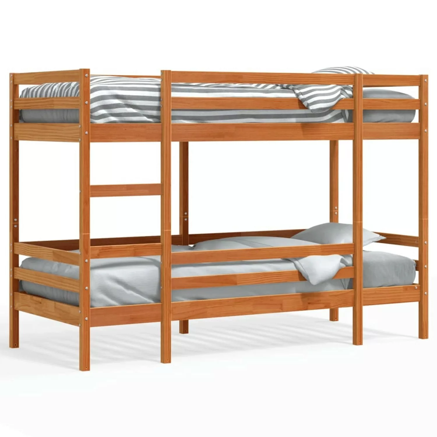 vidaXL Bett Etagenbett Wachsbraun 75x190 cm Massivholz Kiefer günstig online kaufen