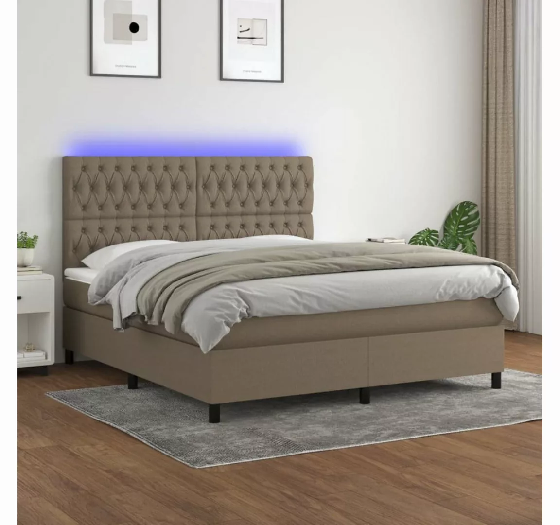 vidaXL Boxspringbett Boxspringbett mit Matratze LED Taupe 180x200 cm Stoff günstig online kaufen