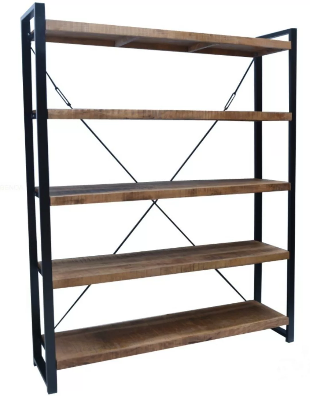 Bücherrgal Regal Raumteiler Metall Massiv Mangoholz Industrial Loft günstig online kaufen