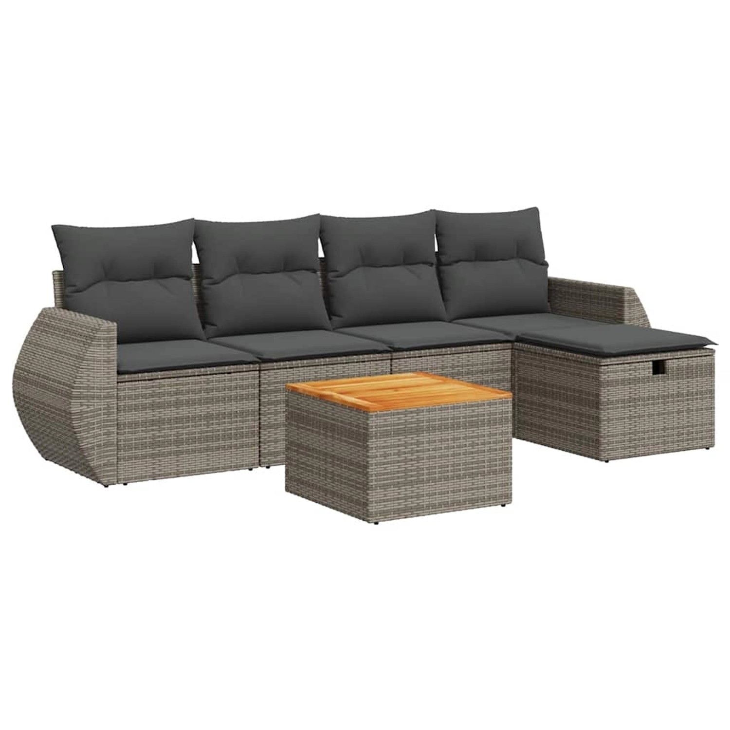 vidaXL 6-Tlg Garten-Sofagarnitur mit Kissen Grau Poly Rattan 3325840 günstig online kaufen