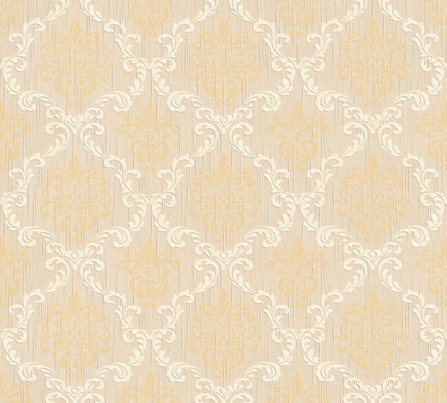 Bricoflor Elegante Tapete in Beige Weiß Gold Edle Vlies Textiltapete mit Ba günstig online kaufen