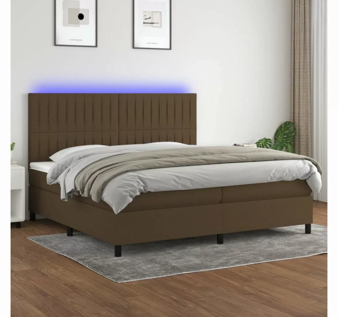 vidaXL Boxspringbett Boxspringbett mit Matratze LED Dunkelbraun 200x200 cm günstig online kaufen