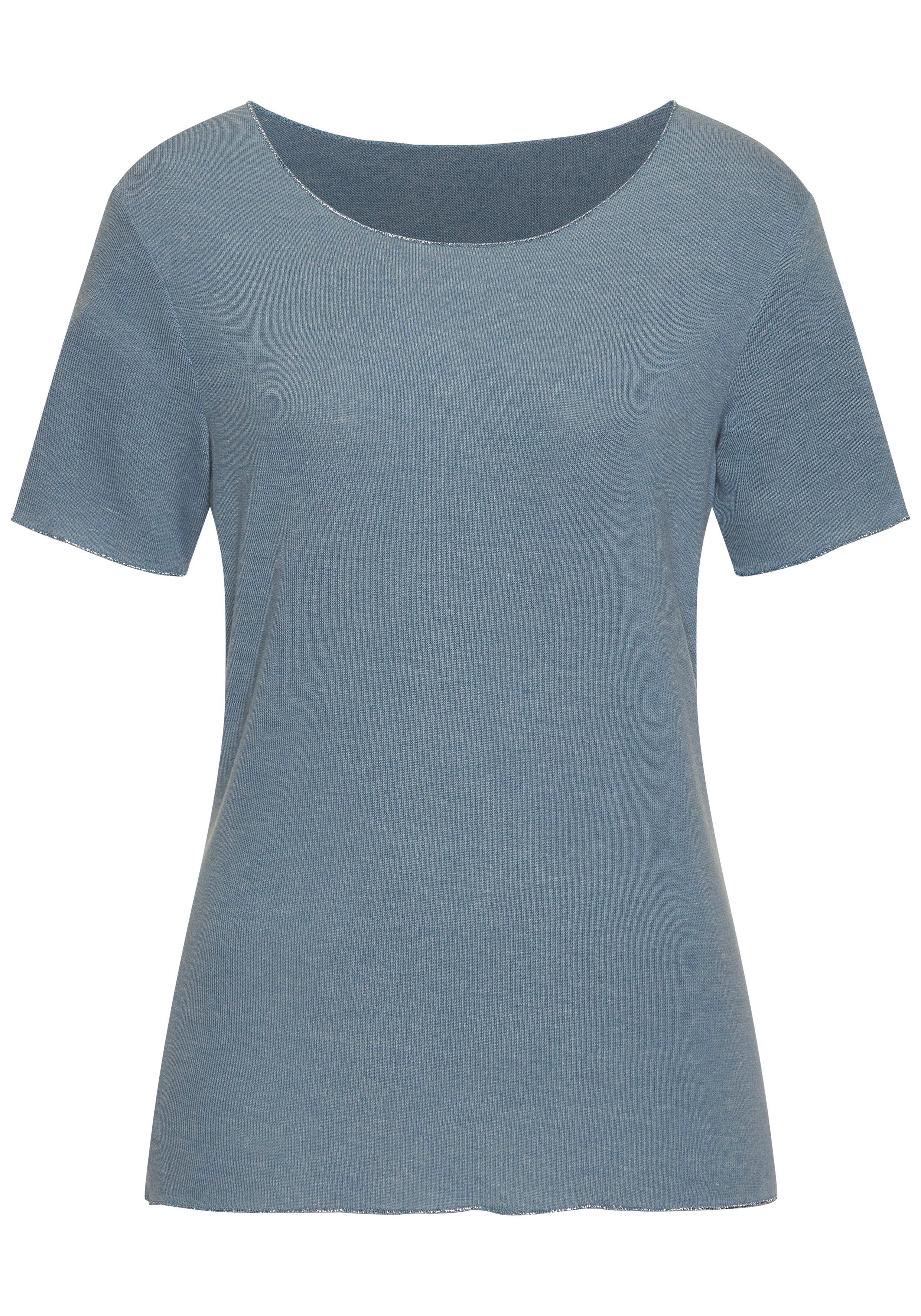 LASCANA Rundhalsshirt "mit feiner Glitzereinfassung", aus weichem Viskose-F günstig online kaufen