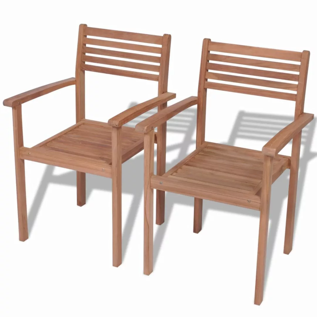 Stapelbare Gartenstühle 2 Stk. Massivholz Teak günstig online kaufen