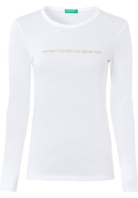 United Colors of Benetton Langarmshirt mit Glitzereffekt Labelprint günstig online kaufen