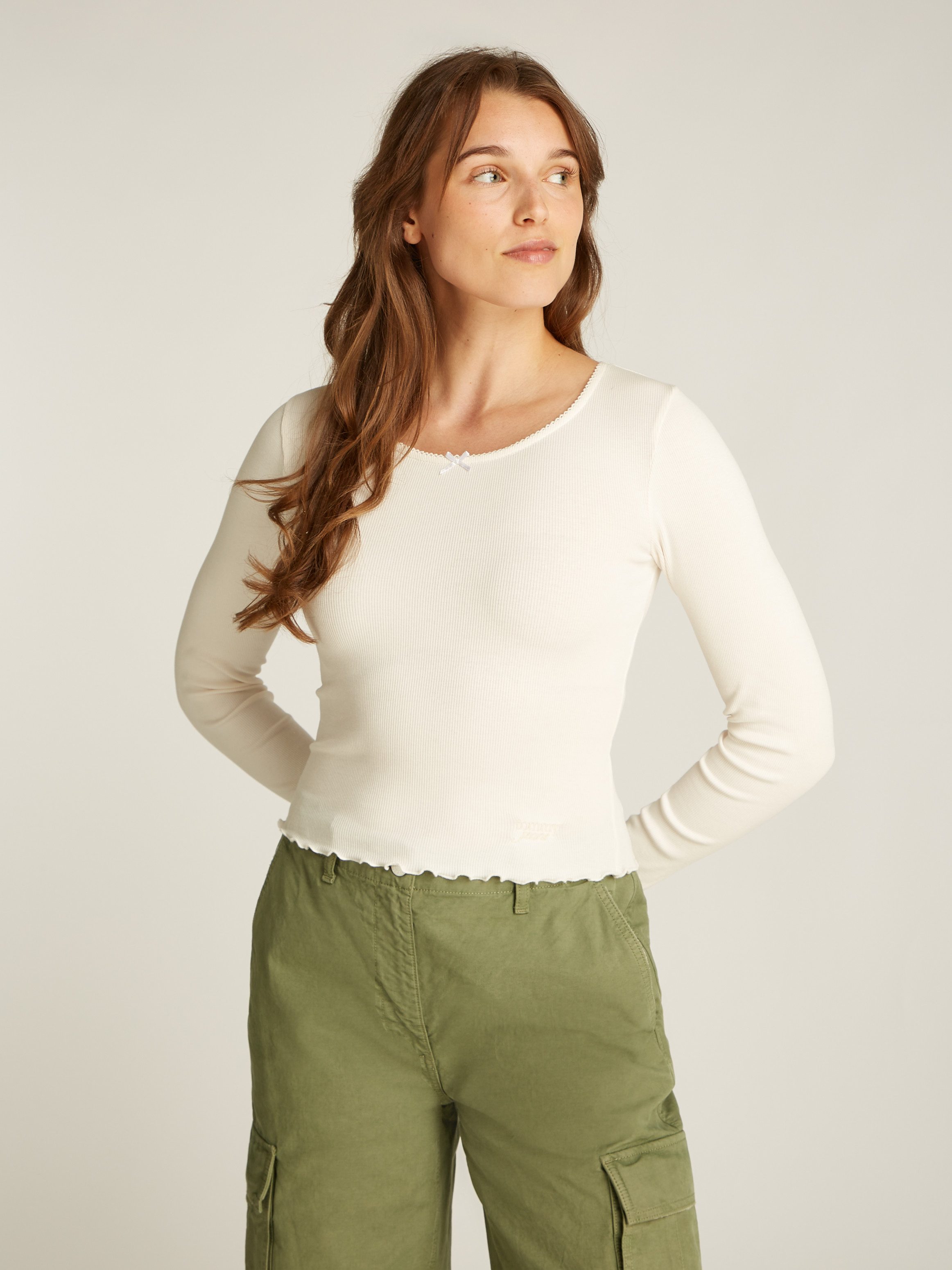 Tommy Jeans Langarmshirt TJW SLIM SCALLOP günstig online kaufen