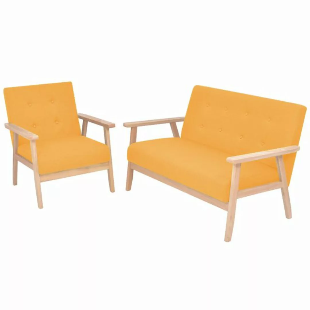 vidaXL Sofa Sofa-Set 2-tlg Stoff Gelb günstig online kaufen