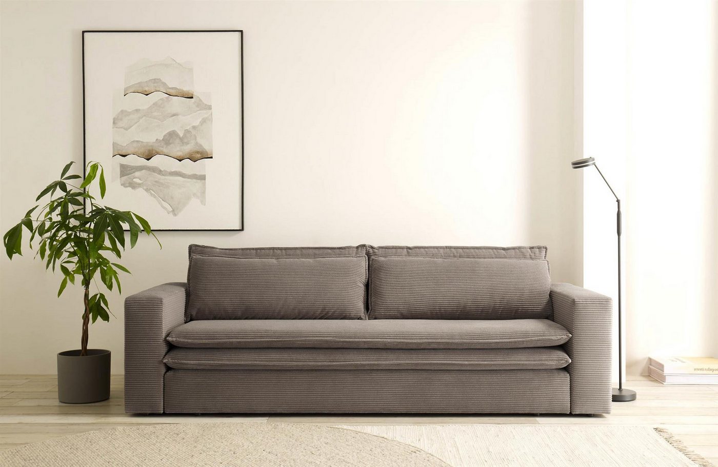 Design-Wohngalerie Sofa Couch Piagge 3 Sitzer inkl. Bettfunktion - Cordstof günstig online kaufen