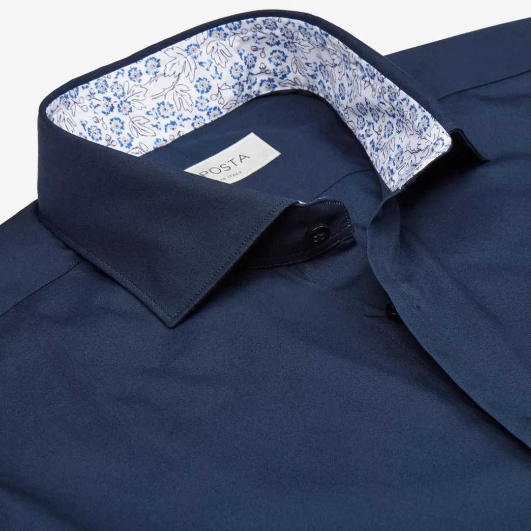 Hemd  einfarbig  marineblau 100% reine baumwolle popeline, kragenform  nied günstig online kaufen
