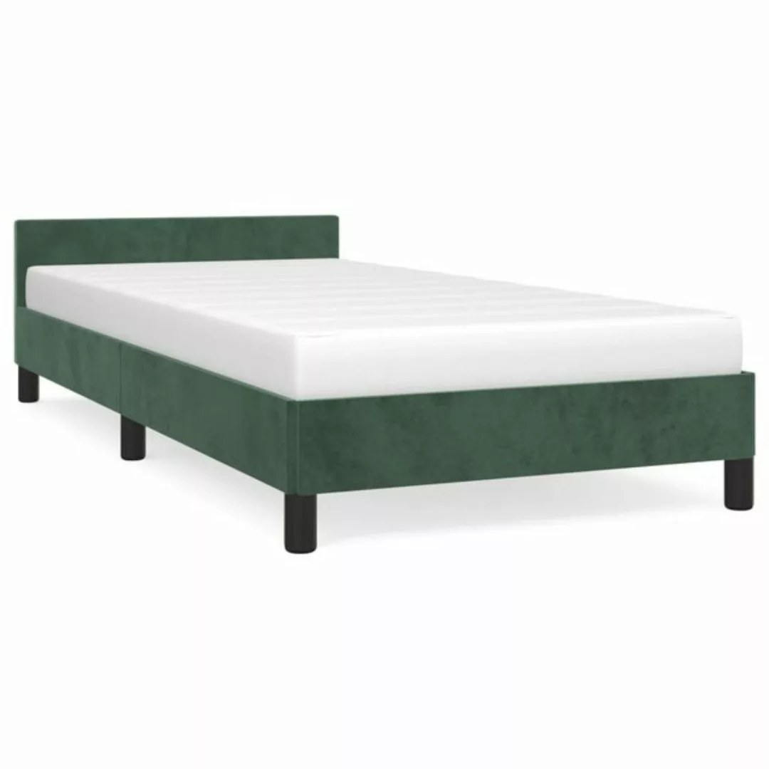 furnicato Bett Bettgestell mit Kopfteil Dunkelgrün 90x190 cm Samt günstig online kaufen