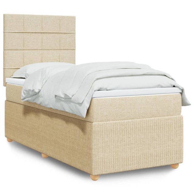 vidaXL Boxspringbett, Boxspringbett mit Matratze Creme 100x200 cm Stoff günstig online kaufen