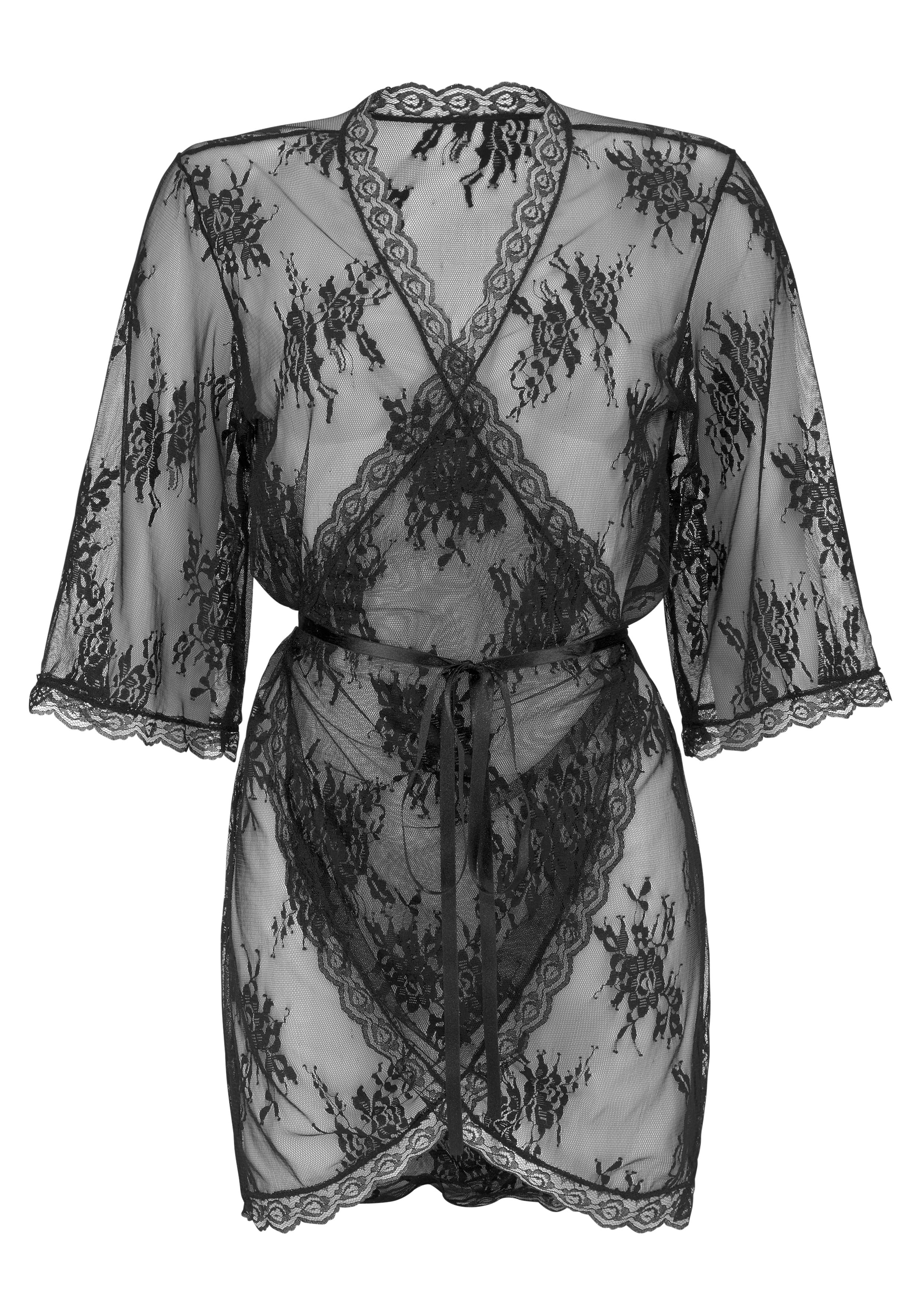 LASCANA Kimono, aus transparenter Spitze, sexy Dessous günstig online kaufen