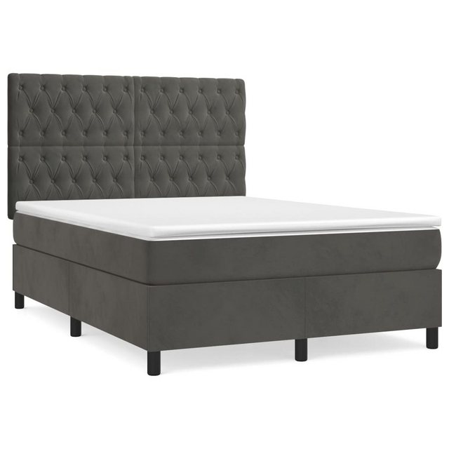 Vidaxl Boxspringbett Mit Matratze Dunkelgrau 140x200 Cm Samt günstig online kaufen