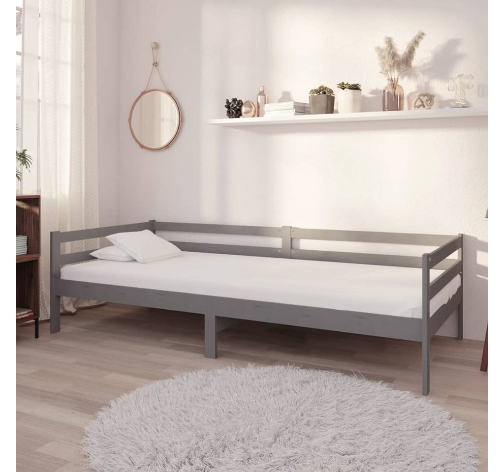 vidaXL Gästebett Tagesbett Gästebett mit Matratze 90x200 cm Grau Massivholz günstig online kaufen