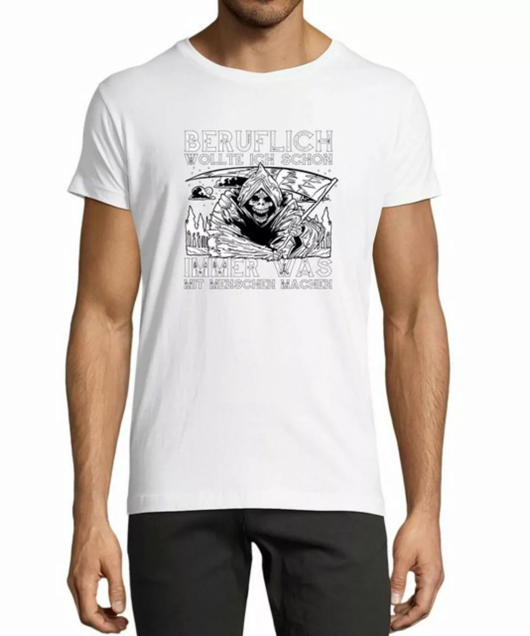 MyDesign24 T-Shirt Herren Print Shirt - Grim Reaper Skelett mit Sense Baumw günstig online kaufen