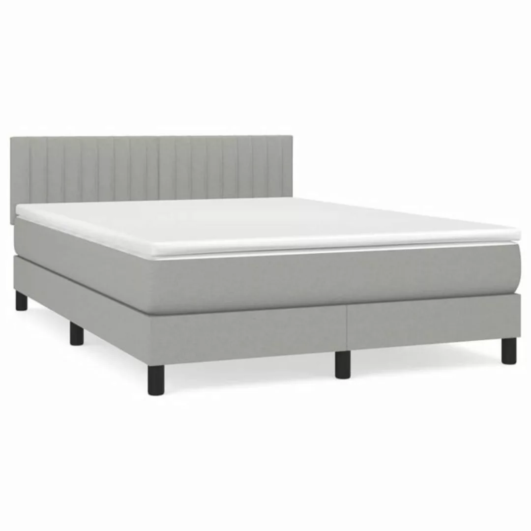 furnicato Bett Boxspringbett mit Matratze Hellgrau 140x190 cm Stoff (1-tlg) günstig online kaufen