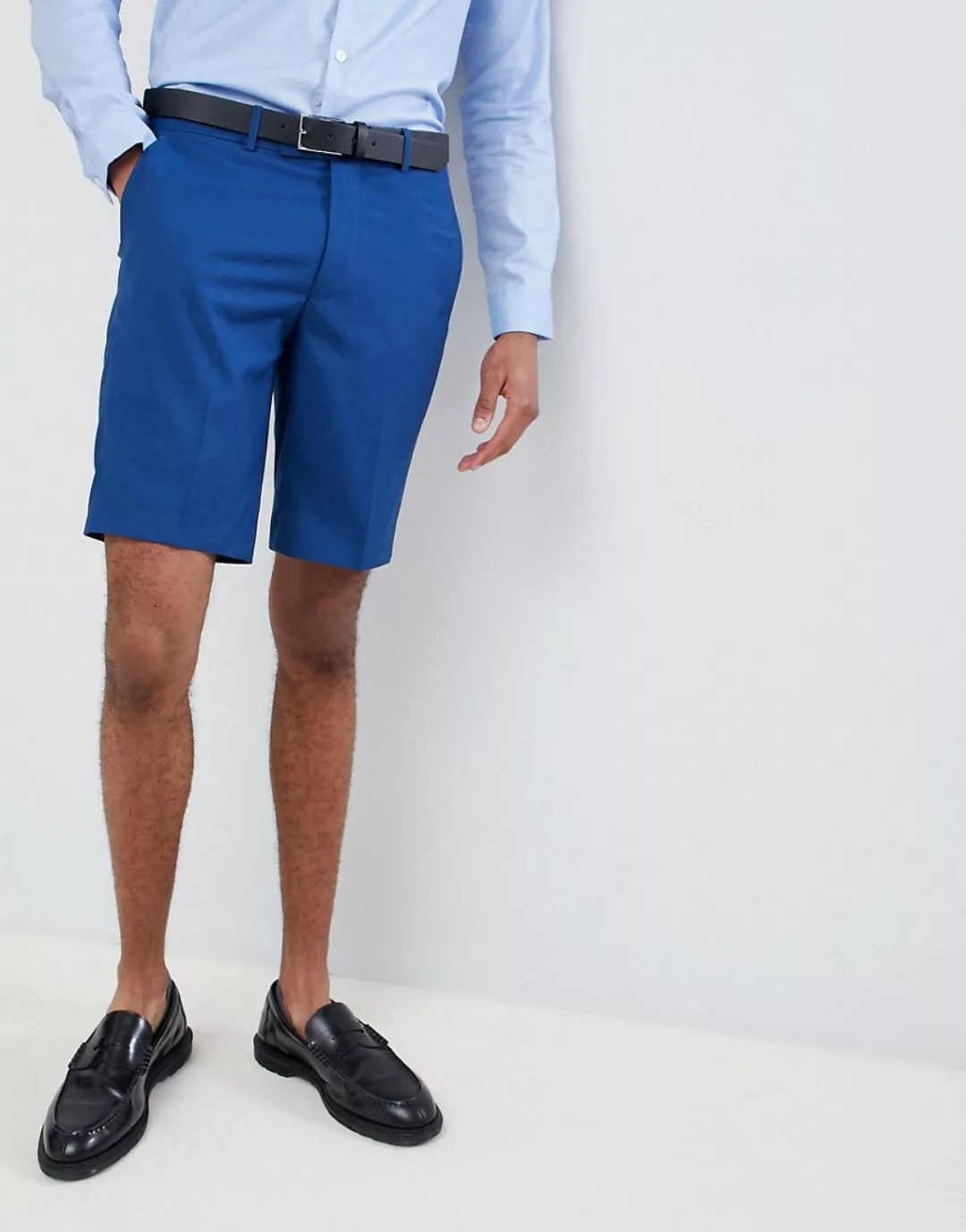 Farah – Enge Hochzeitsanzugs-Shorts in Blau günstig online kaufen
