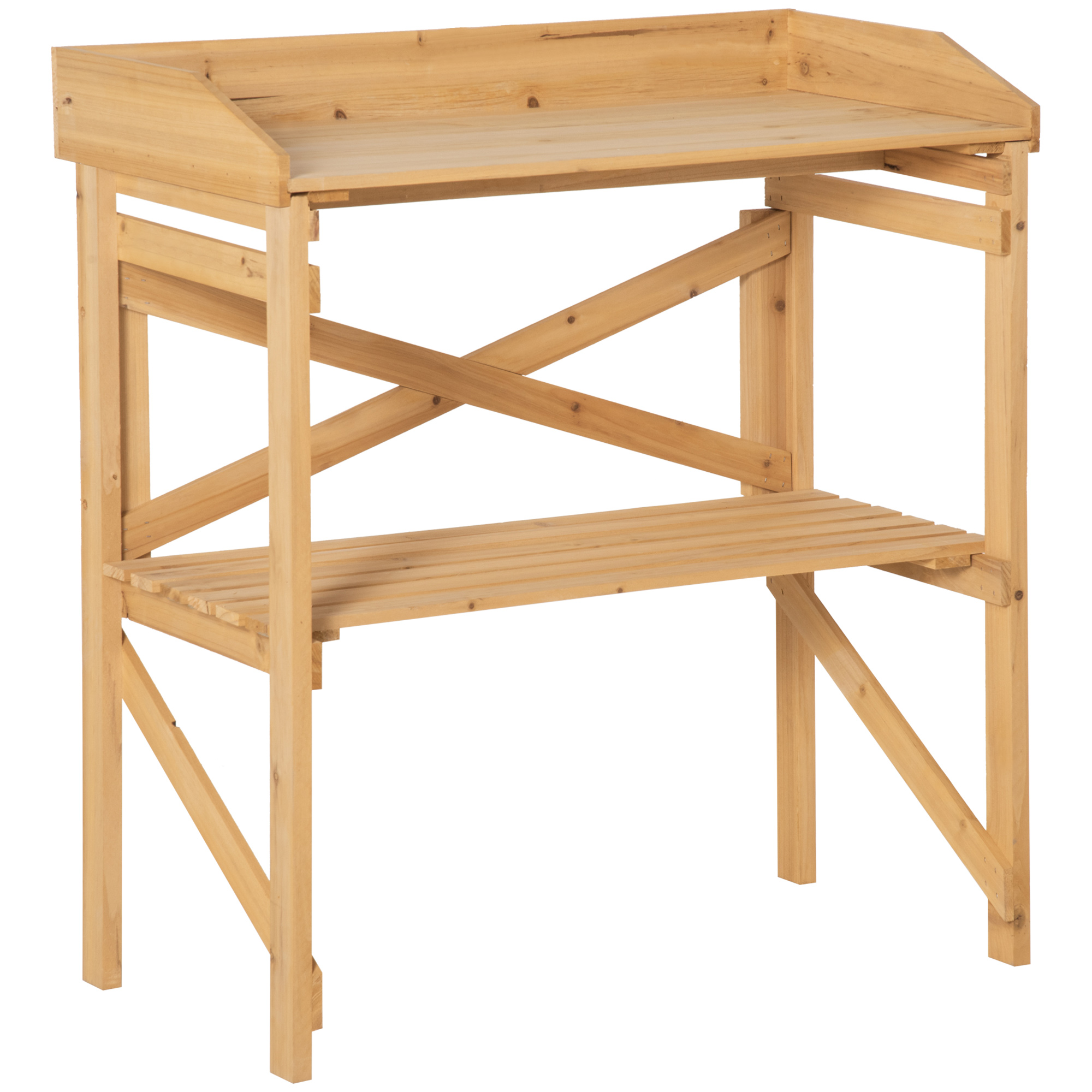 Outsunny Pflanztisch mit Ablagefläche 80x40x84cm, Blumentisch aus Holz in H günstig online kaufen