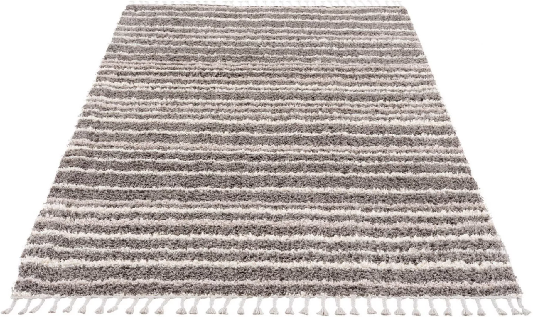 carpet city® Hochflor Teppich Pulpy 520 Grau Creme grau Gr. 240 x 340 günstig online kaufen