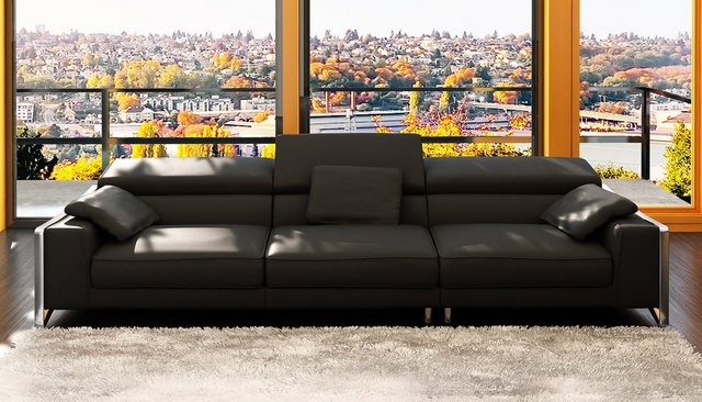 JVmoebel Ecksofa Designer Ledersofa Schwarze Couch Großes XXL Soffa Neu, Ma günstig online kaufen