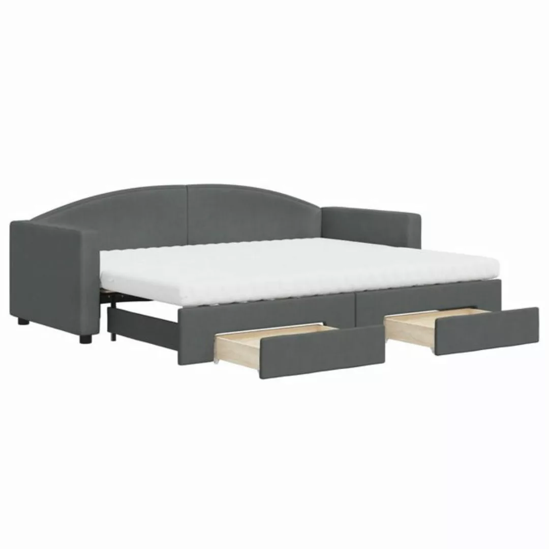 vidaXL Bett Tagesbett Ausziehbar mit Schubladen Dunkelgrau 80x200 cm Stoff günstig online kaufen