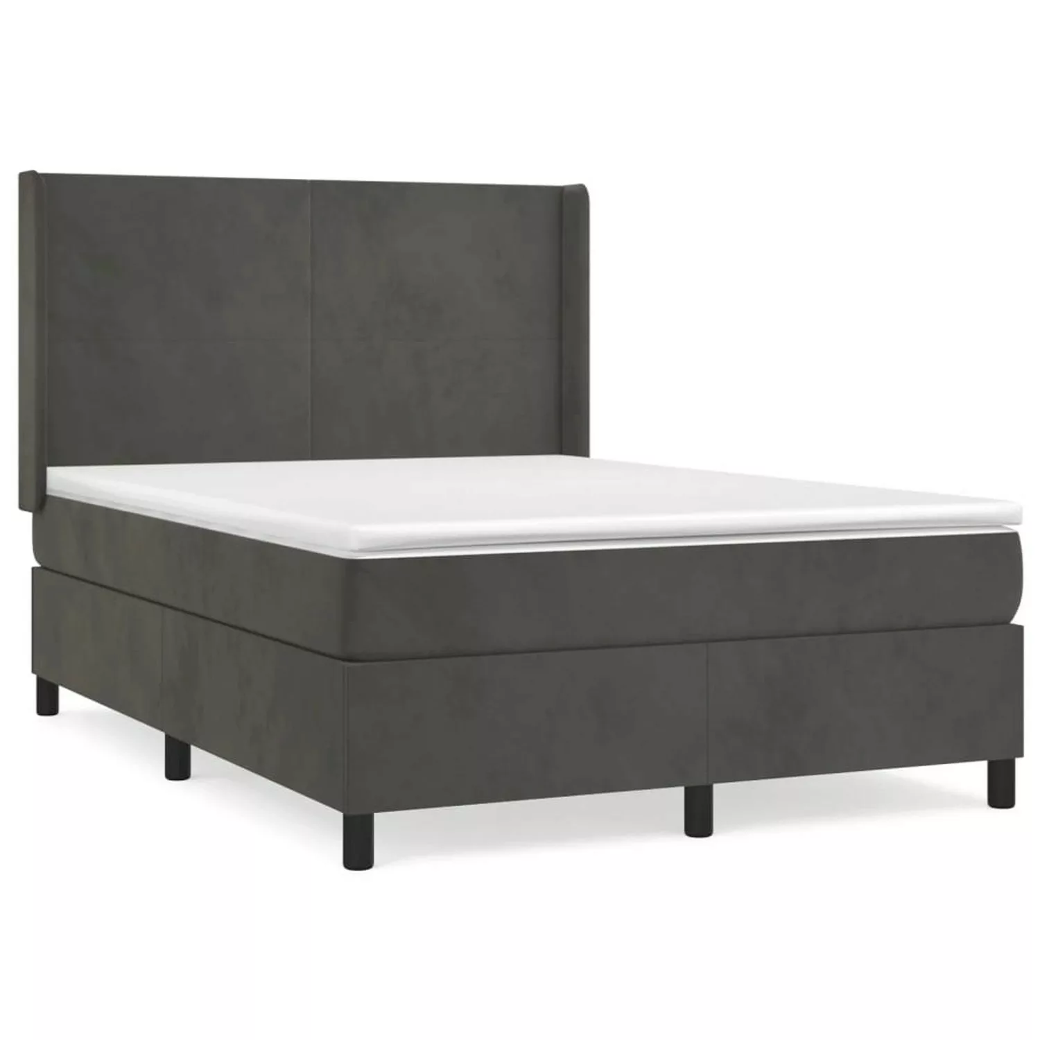 vidaXL Boxspringbett Boxspringbett mit Matratze Dunkelgrau 140x190 cm Samt günstig online kaufen