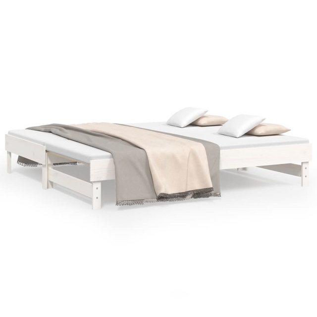 vidaXL Gästebett Gästebett Tagesbett Ausziehbar Weiß 2x75x190 cm Massivholz günstig online kaufen