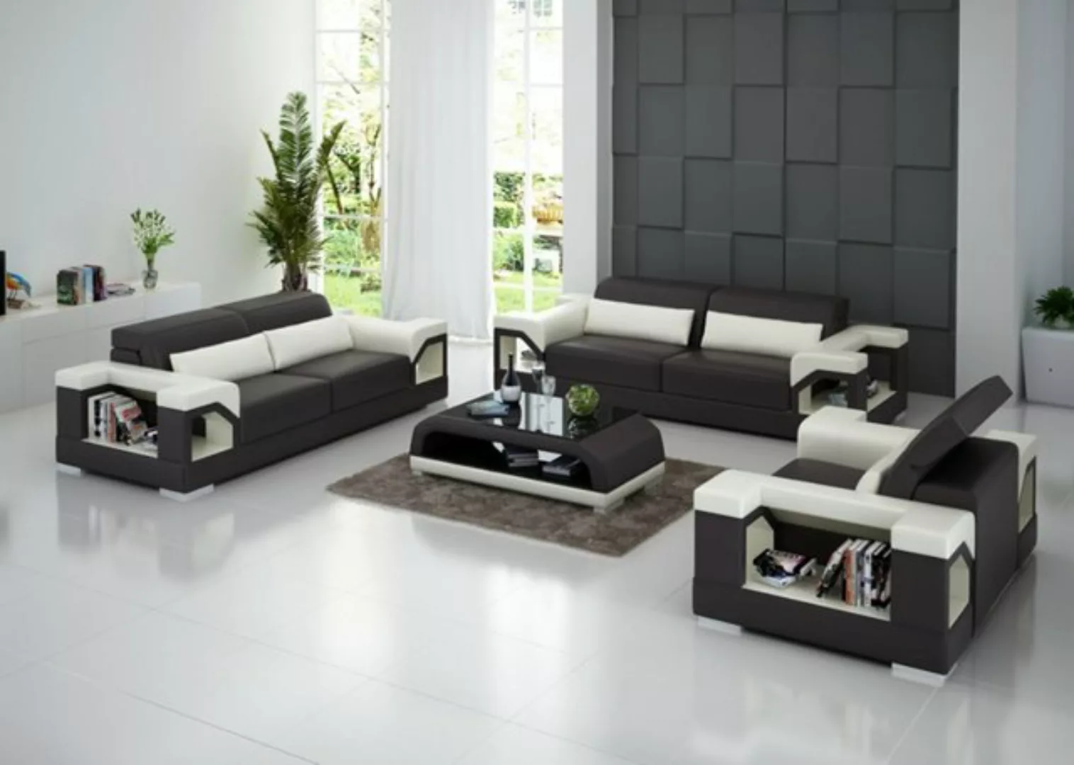 JVmoebel Sofa Ledersofa Couch Sofagarnitur Set 3+2+1 Sitzer Garnitur Design günstig online kaufen