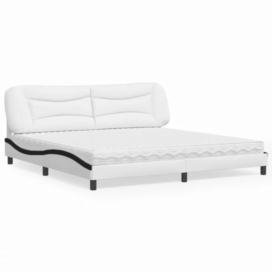 vidaXL Bett Bett mit Matratze Weiß und Schwarz 200x200 cm Kunstleder günstig online kaufen