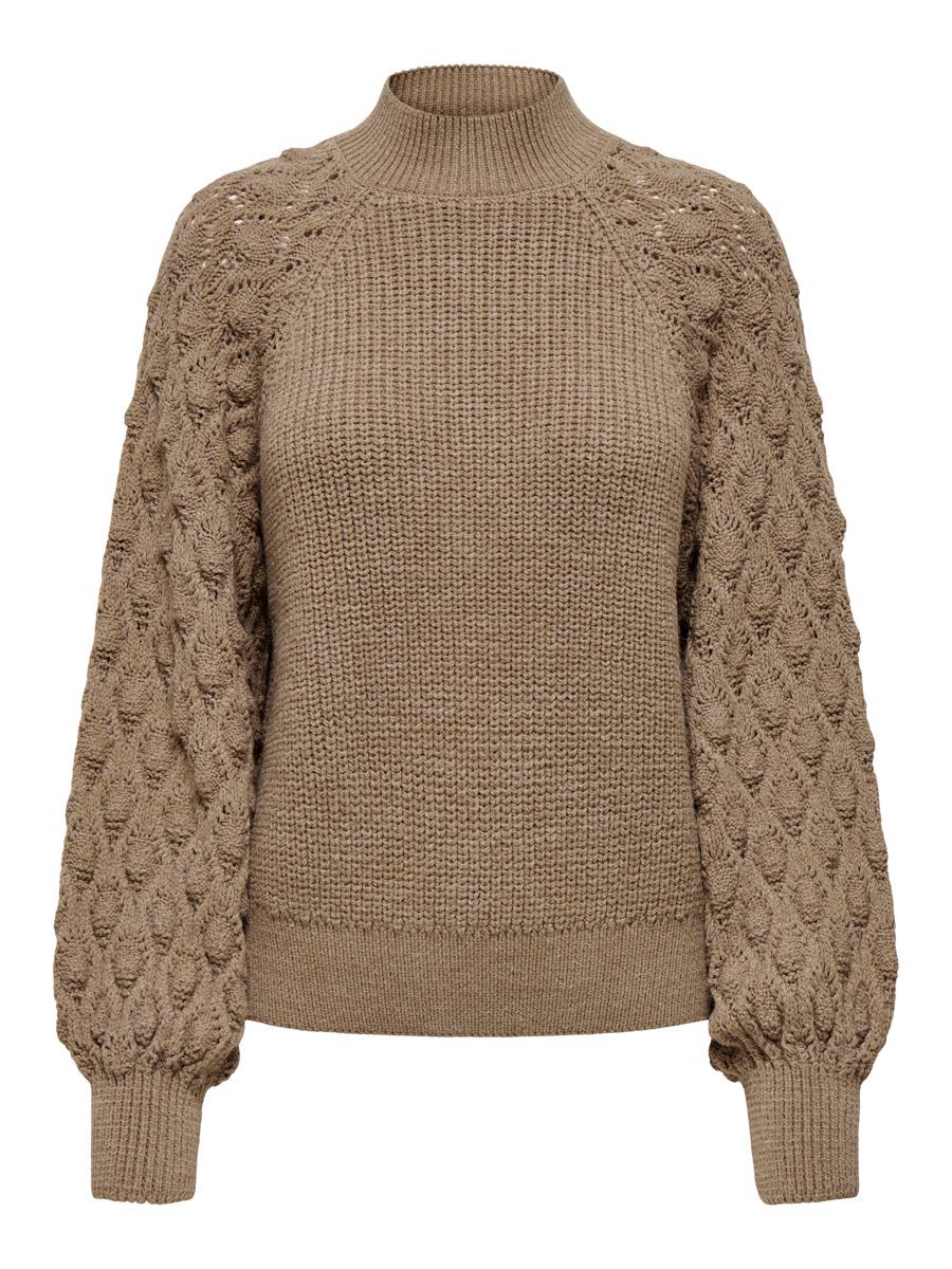 ONLY Strukturiert Strickpullover Damen Beige günstig online kaufen