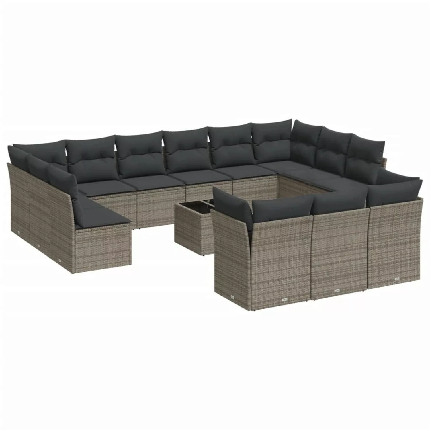 vidaXL 14-tlg Garten-Sofagarnitur mit Kissen Grau Poly Rattan Modell 9 günstig online kaufen