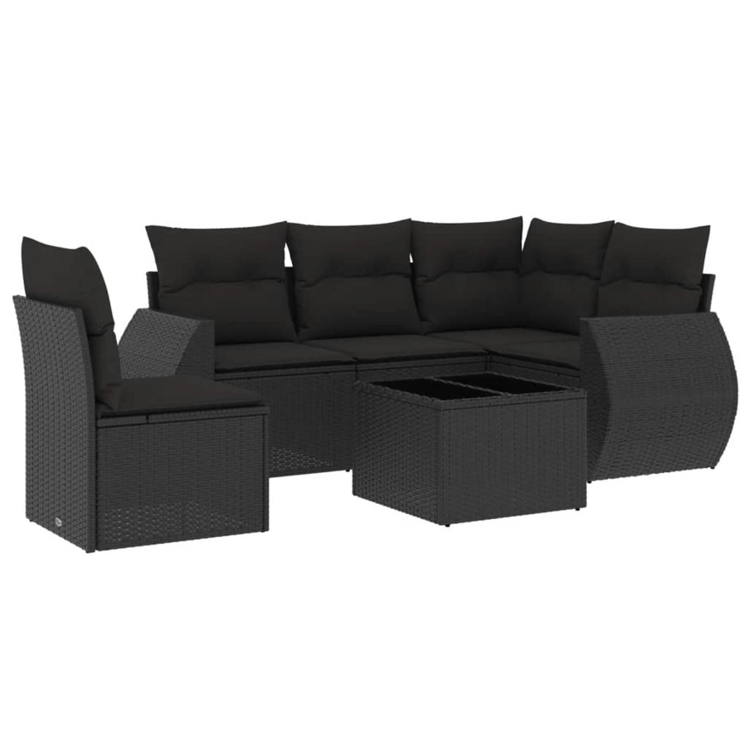 vidaXL 6-Tlg Garten-Sofagarnitur mit Kissen Schwarz Poly Rattan 3221374 günstig online kaufen