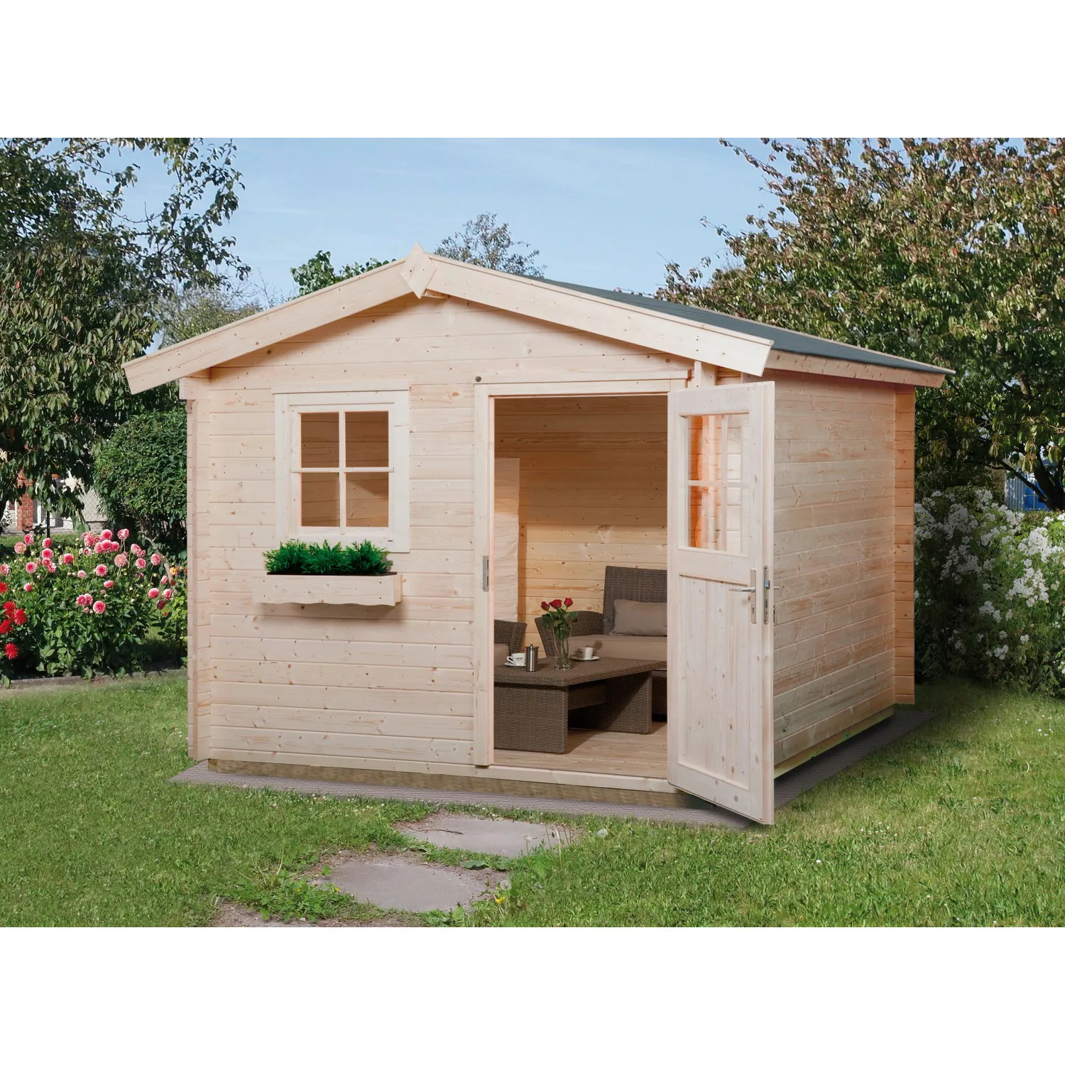 Weka Holz-Gartenhaus Satteldach Unbehandelt 330 cm günstig online kaufen