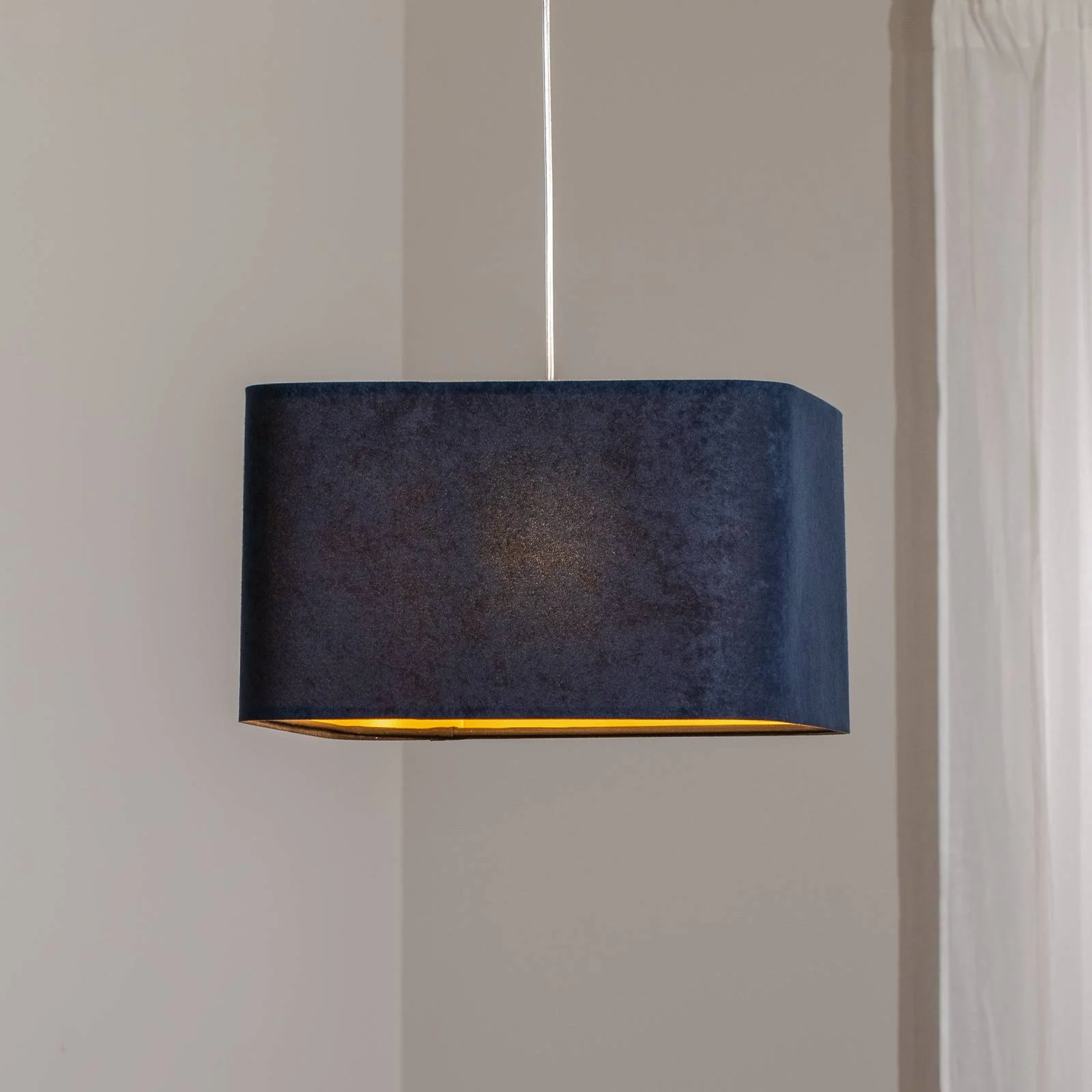 Hängeleuchte Kwadro, dunkelblau, 40 x 40 cm, Velourstoff günstig online kaufen
