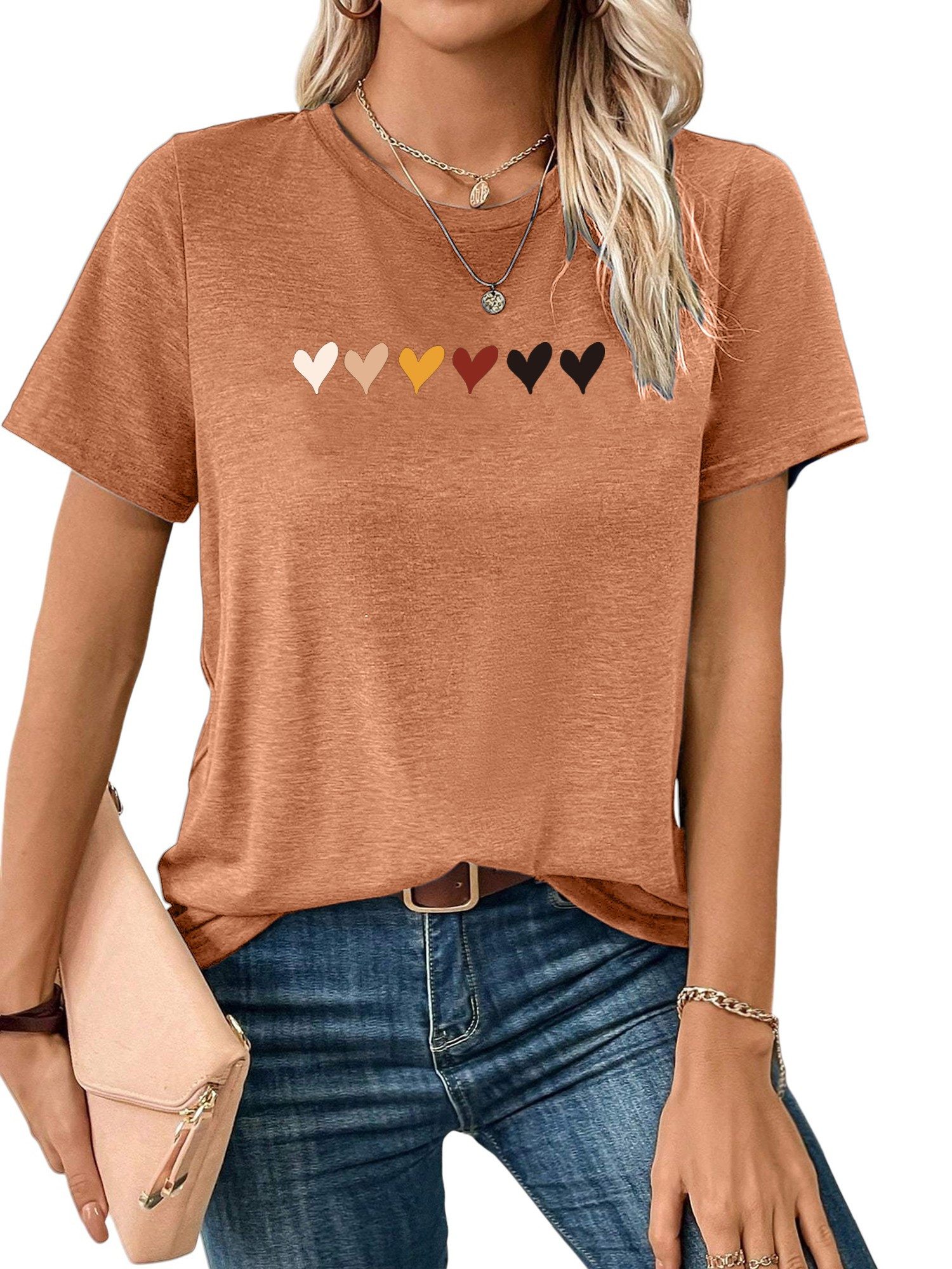PYL Kurzarmshirt Damen Sommer Kurzarmbluse Locker günstig online kaufen
