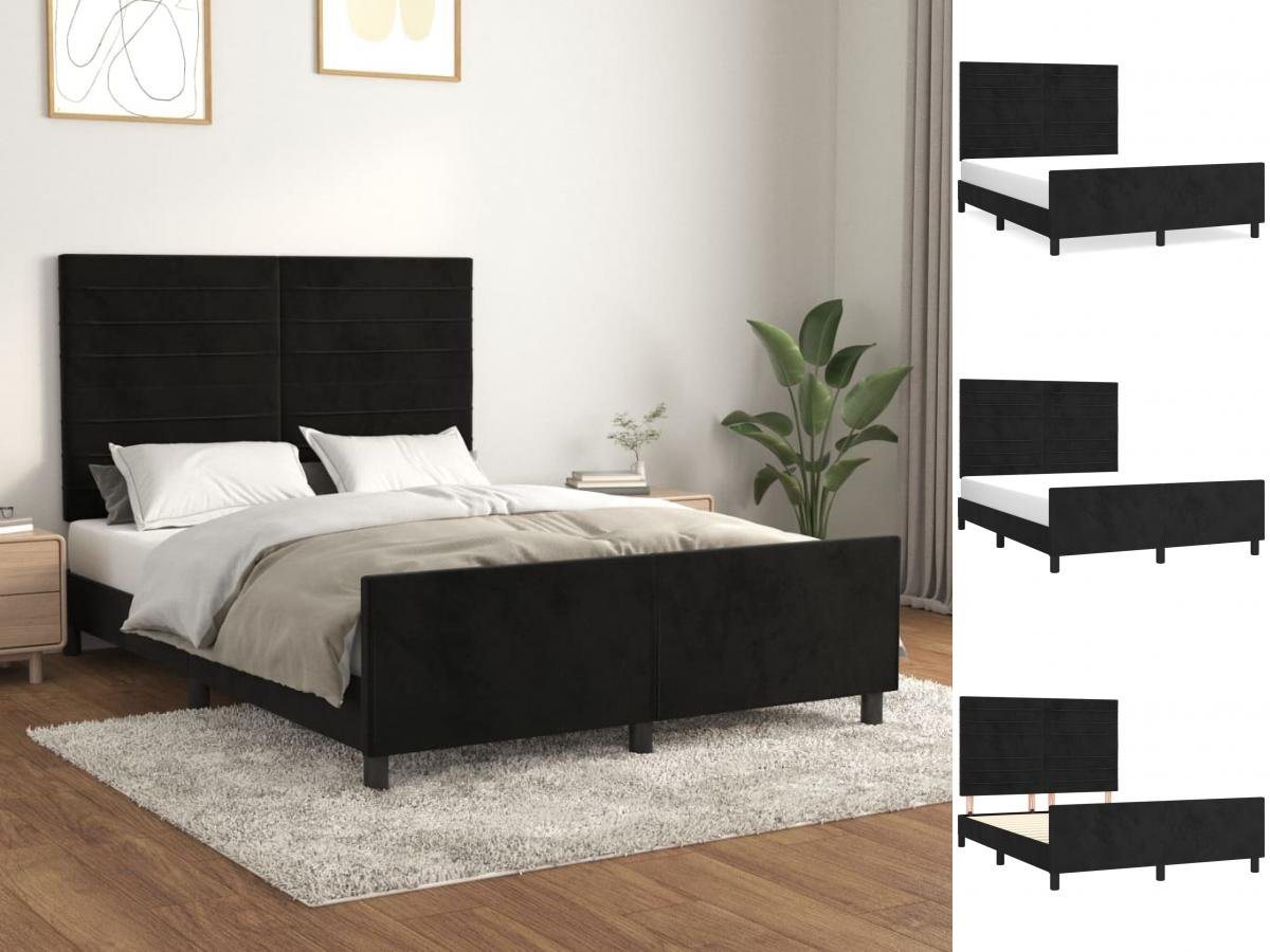 vidaXL Bettgestell Bettrahmen mit Kopfteil Schwarz 140x200 cm Samt Bett Bet günstig online kaufen