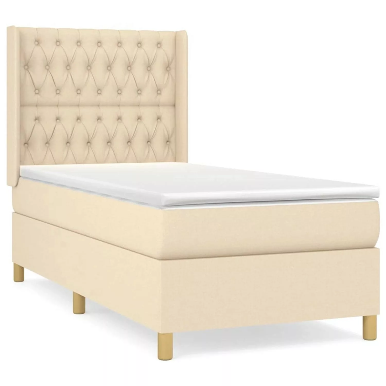 vidaXL Boxspringbett mit Matratze Creme 90x200 cm Stoff1350241 günstig online kaufen