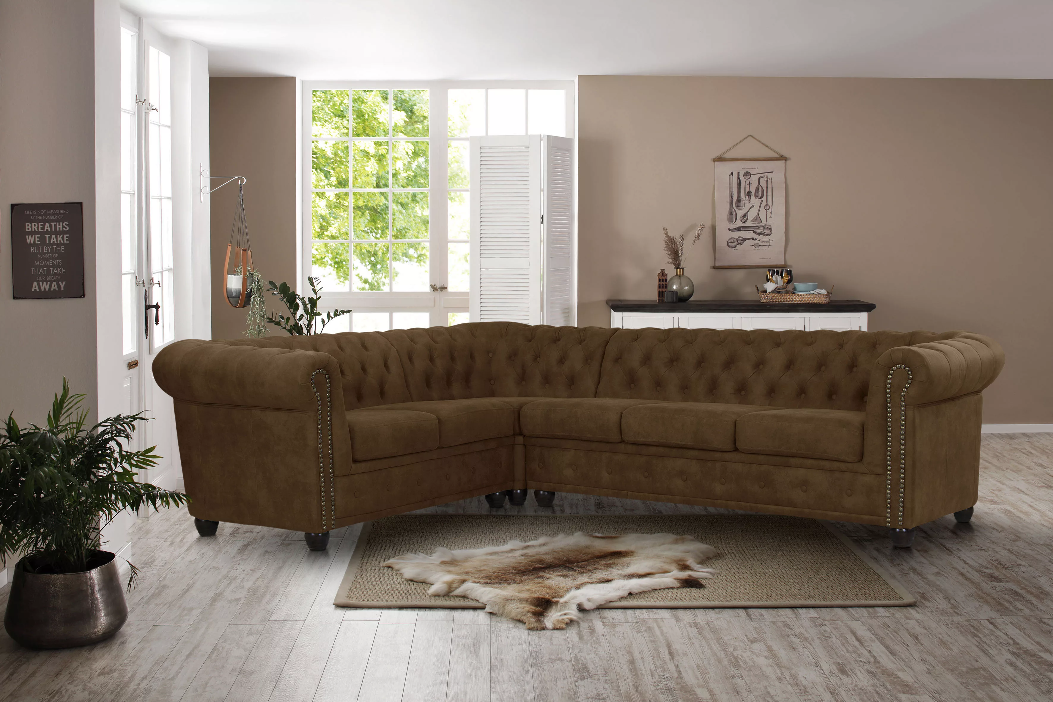Home affaire Chesterfield-Sofa "Rysum L-Form", Chesterfield-Optik, langer S günstig online kaufen