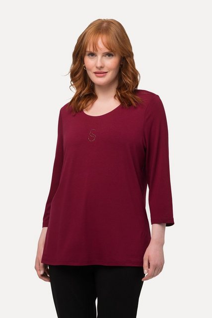 Ulla Popken T-Shirt Shirt Ziersteine Classic Rundhals 3/4-Arm günstig online kaufen