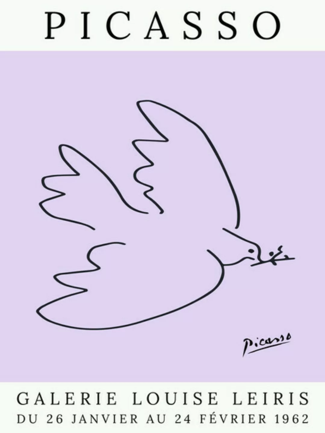 Poster / Leinwandbild - Picasso Taube – Lila günstig online kaufen