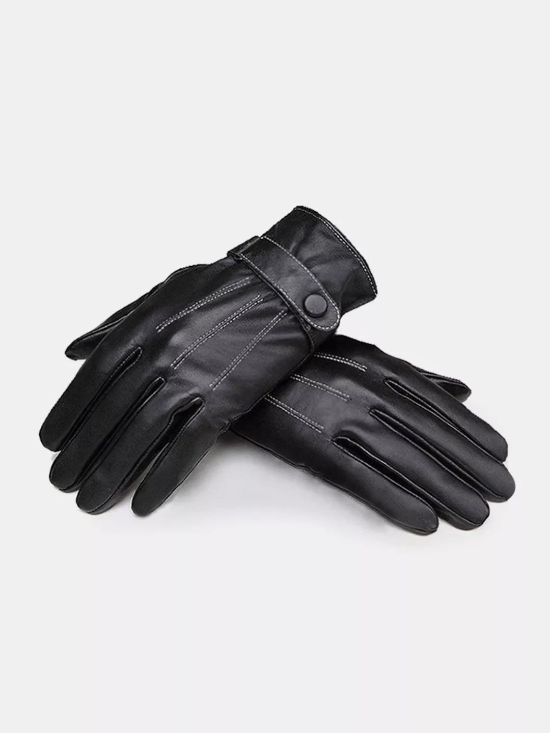 Schwarze winddichte PU-Leder Herrenhandschuhe mit Fahrradantrieb günstig online kaufen