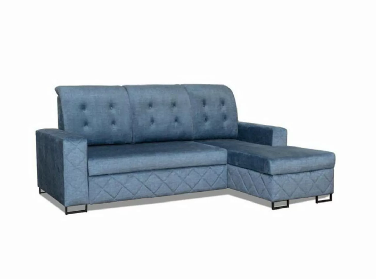JVmoebel Ecksofa, Designer Sofa Couch Ecke Hocker gepolstert Blau Wohnraum günstig online kaufen