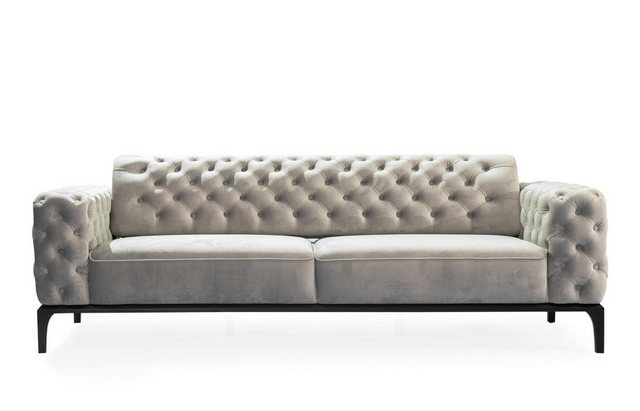 Xlmoebel Sofa Neues Chesterfield Wohnzimmer-Sofa aus weißem Stoff für drei günstig online kaufen