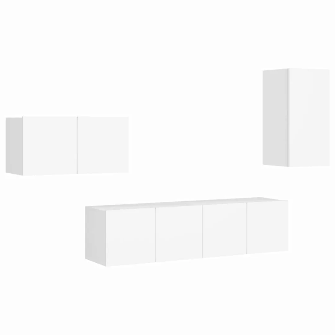 4-tlg. Tv-schrank-set Weiß Spanplatte günstig online kaufen
